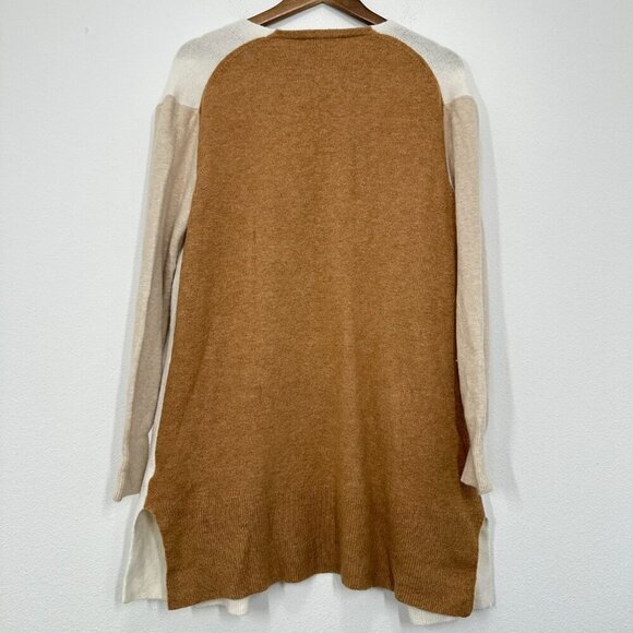 Madewell Kent Cardigan In Heather Timber‎ Cream Brown Colorblock Coziest Yarn M - Picture 5 of 5